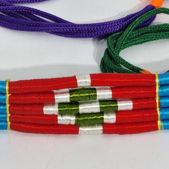 Colorful Round Hand Woven Tribal for Friendship Bow and Arrow Tie Belt Vintage - Picture 6 of 12